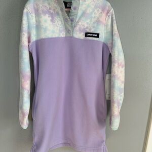 Lands' End Lavender and Tie-Dye Fleece Top